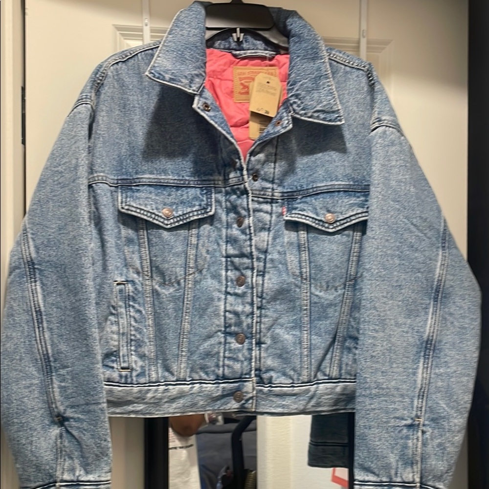 Levi's Light Blue Denim Jacket with Pink Interior